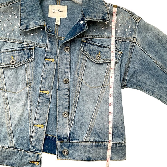 Jessica Simpson rhinestone detail jean jacket. Size S - Picture 6 of 7